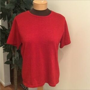 Liz Claiborne Villager short sleeve top Womans medium red with sparkle